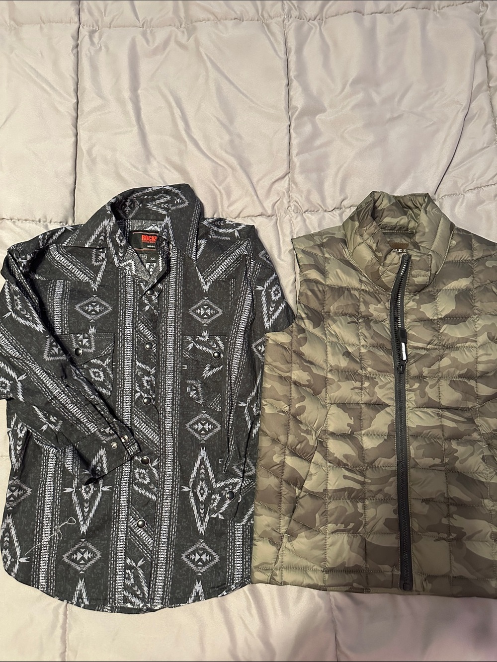 Roper camo vest and Rock and Roll Western shirt